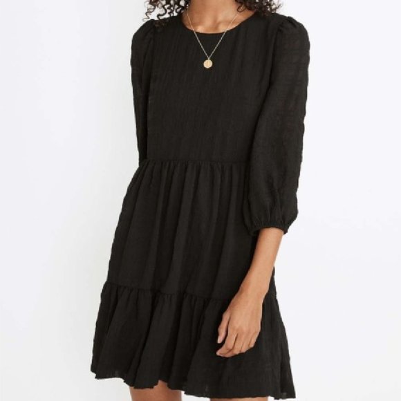 Puff sleeve ruffle hem mini dress Clearance